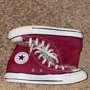 maroon high top converse